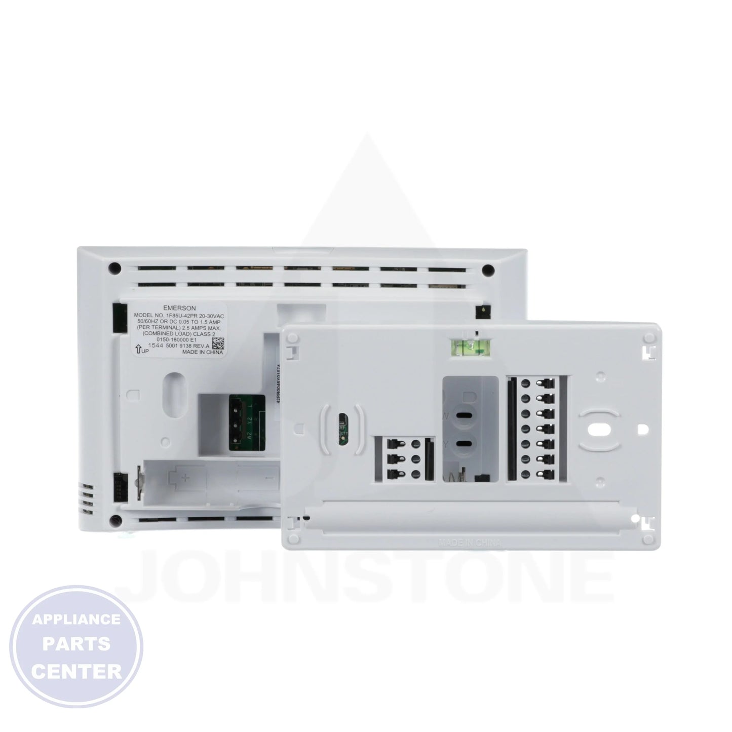 Emerson 5" Display Universal Thermostat 1F85U-42PR - Side view with dimensions and specs