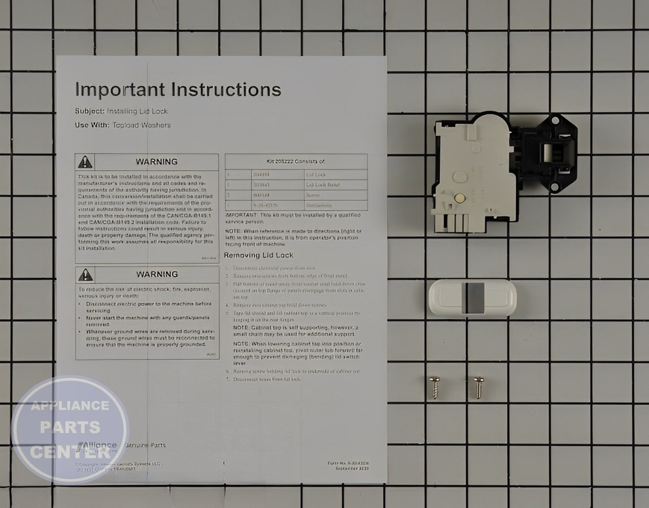 SPEED QUEEN Washer Dryer Lid Lock Kit 205222 - Main view showing secure closure for SPQ Washing Machine models