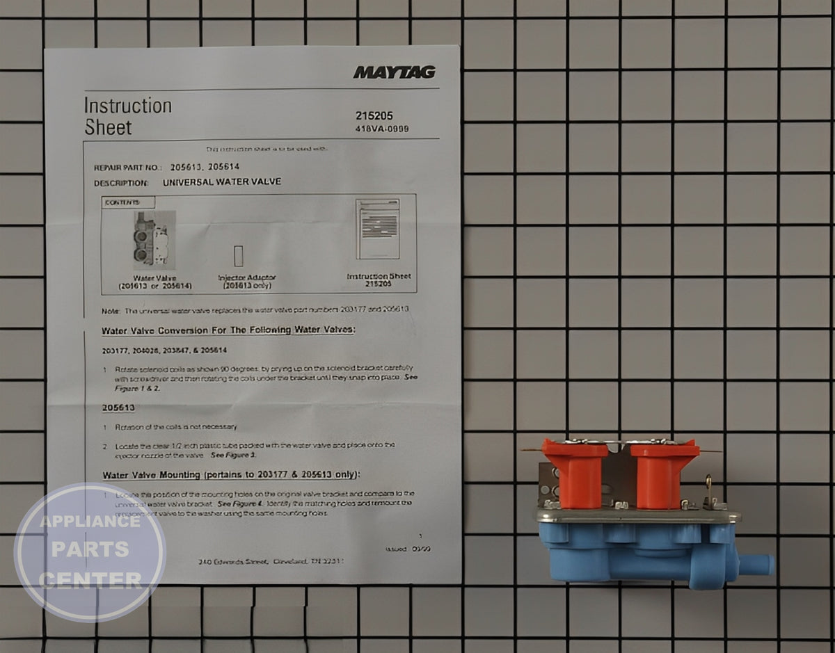 WHIRLPOOL WASHER WATER INLET VALVE 205613 - Detailed view of Valve & Float assembly