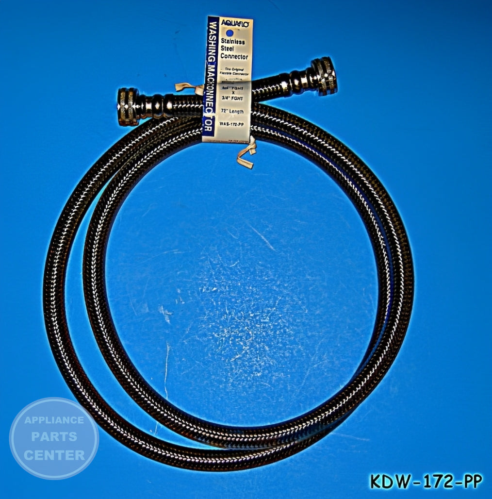 72" STAINLESS STEEL DISHWASHER LINE 3/8" COMP WITH ELBOW - Side view with 3/8" compression fitting