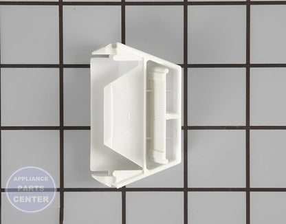 FRIGIDAIRE REFRIGERATOR WHITE LEFT OR RIGHT DOOR SHELF END CAP 215473602 - Detailed view of durable end cap construction