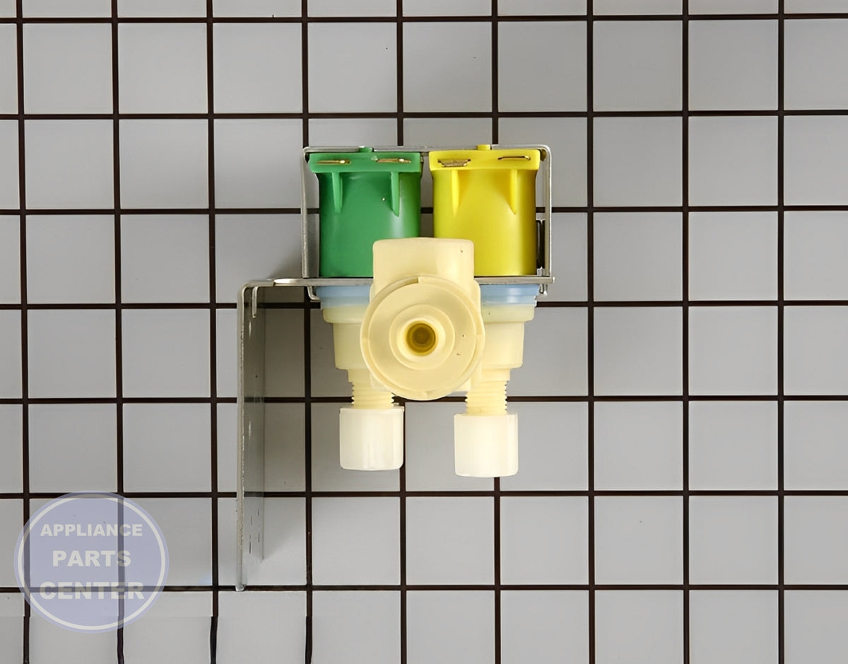 FRIGIDAIRE WATER INLET VALVE 218832401 - Side view with precise measurements