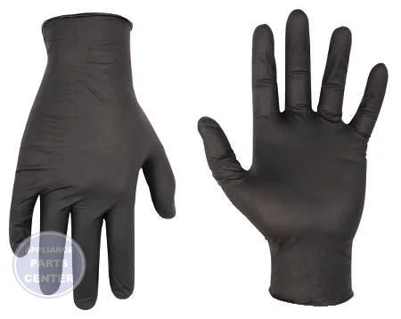 Black Nitrile Disposable Non-Powdered Gloves 2337M - Main view showing textured finish for appliance maintenance