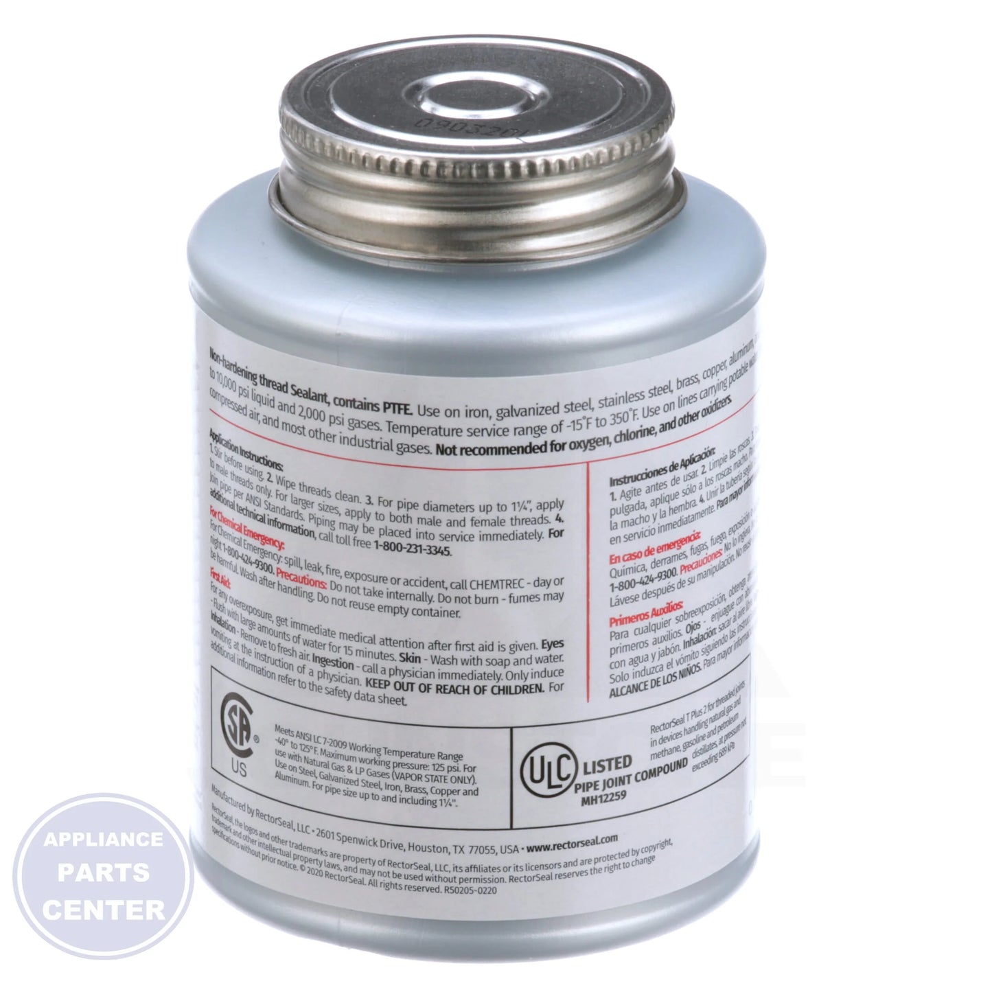 T Plus 2® Pipe Thread Compound 23551 - Side view with 1/2 pint size
