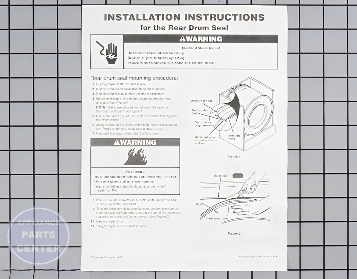 WHIRLPOOL DRYER REAR DRUM SEAL GREEN STITCHES 239087 - Detailed view of high-quality technical details