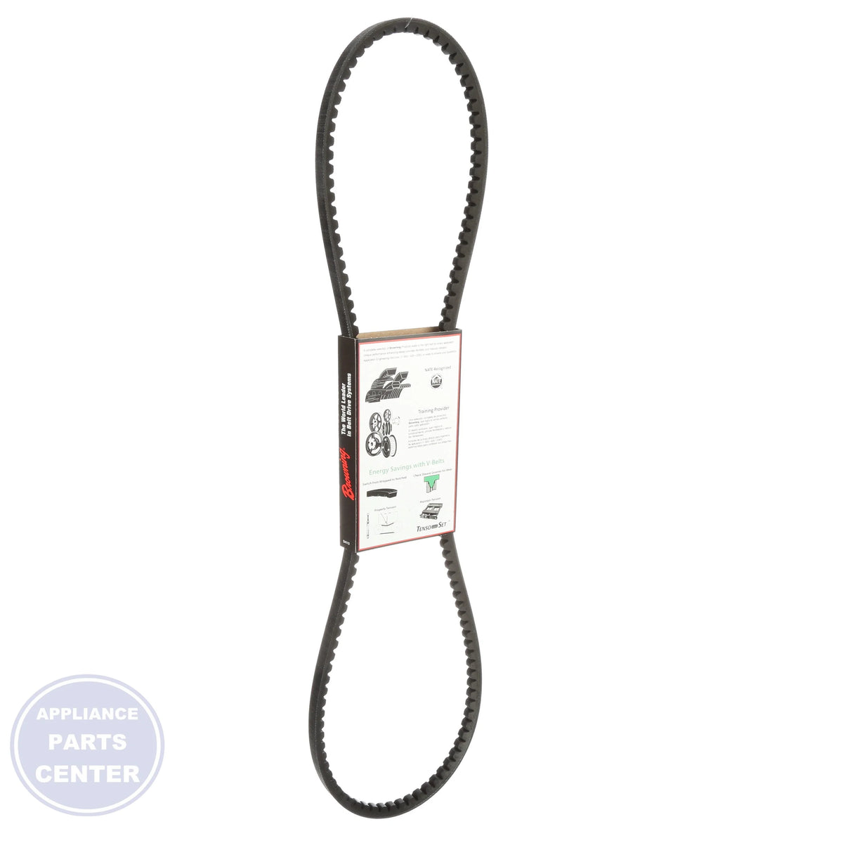 Browning Grip Notch Belt Notched V-Belt 2454676 - Side view with 52.2 inch length and 1/2 inch top width