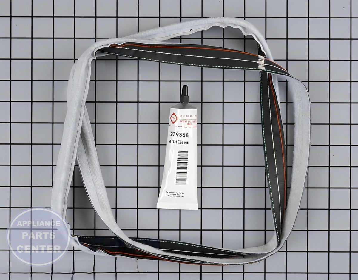 WHIRLPOOL DRYER REAR DRUM SEAL WHITE STITCHES 279735 - Main view showing tight seal for Whirlpool models