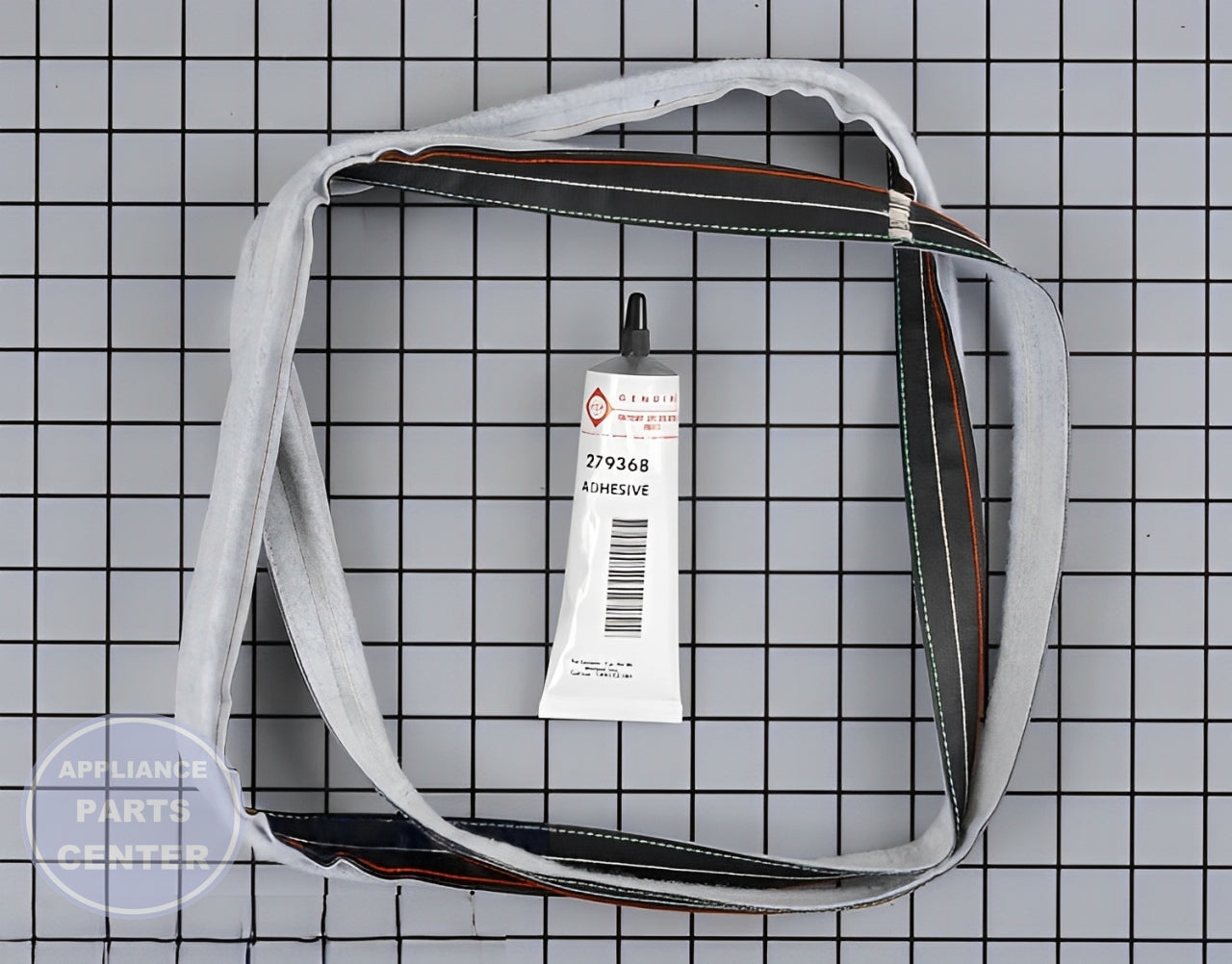 WHIRLPOOL DRYER REAR DRUM SEAL WHITE STITCHES 279735 - Main view showing tight seal for Whirlpool models