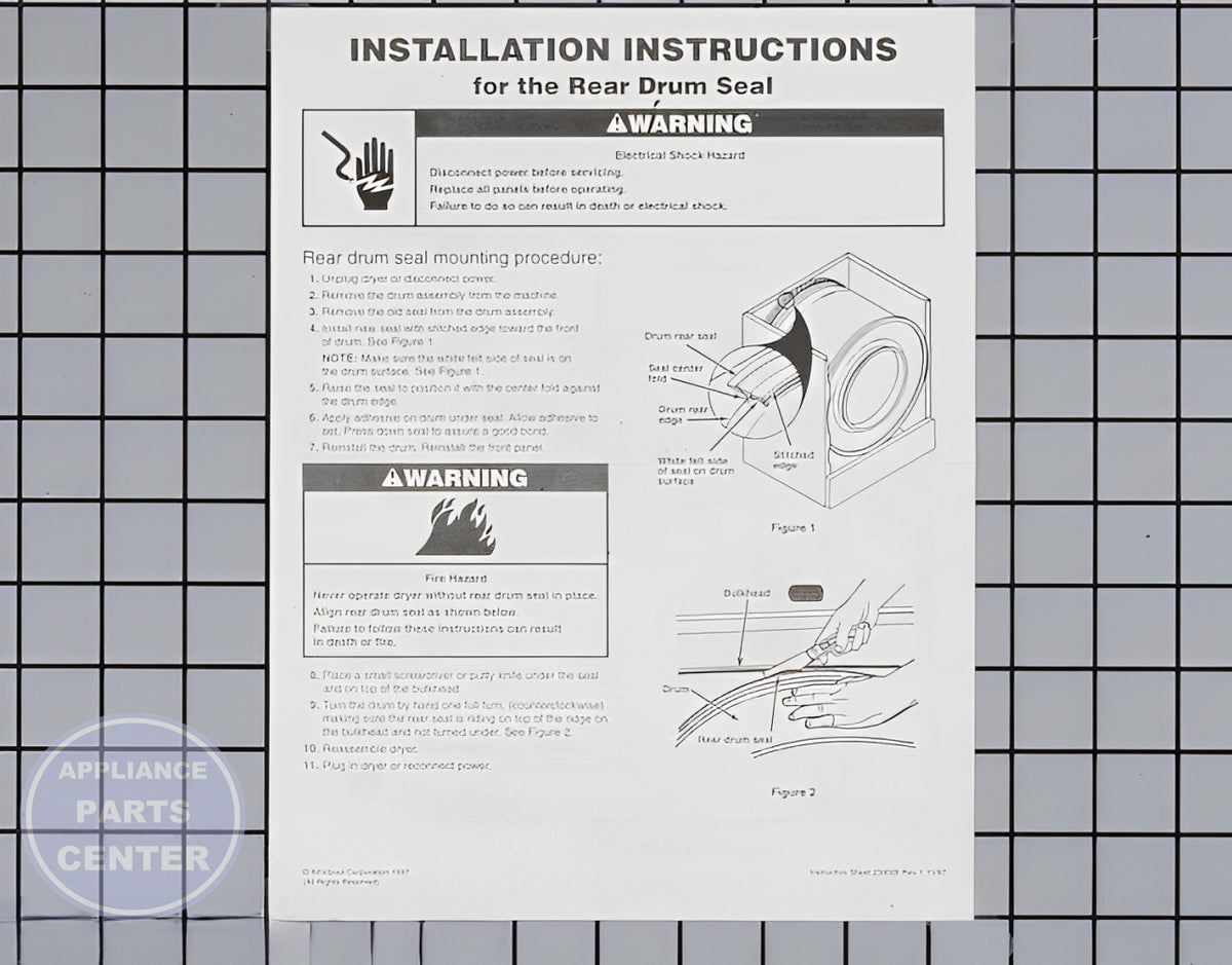WHIRLPOOL DRYER REAR DRUM SEAL WHITE STITCHES 279735 - Detailed view of high-quality seal