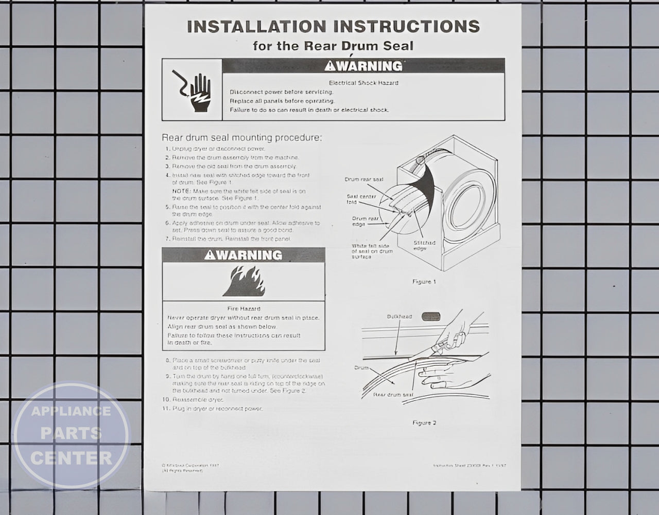 WHIRLPOOL DRYER REAR DRUM SEAL WHITE STITCHES 279735 - Detailed view of high-quality seal