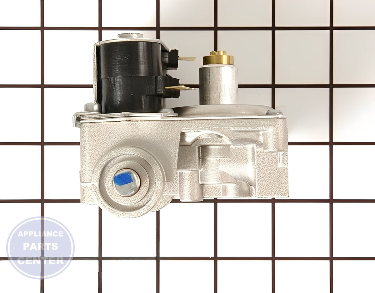 WHIRLPOOL GAS VALVE 279923 - Side view with precise technical specifications