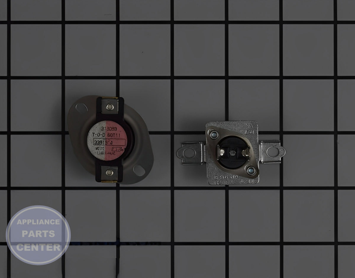 Whirlpool WHIRLPOOL DRYER THERMAL CUT-OFF AND HIGH LIMIT THERMOSTAT KIT 279973 - Main view showing safety features for various models