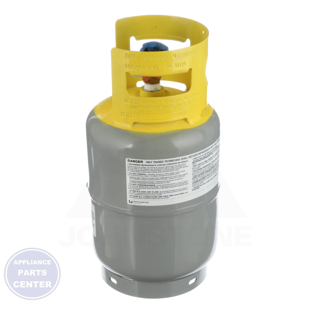 30# Refrigerant Recovery Cylinder 285311P - Detailed view of Y-valve for liquid or vapor