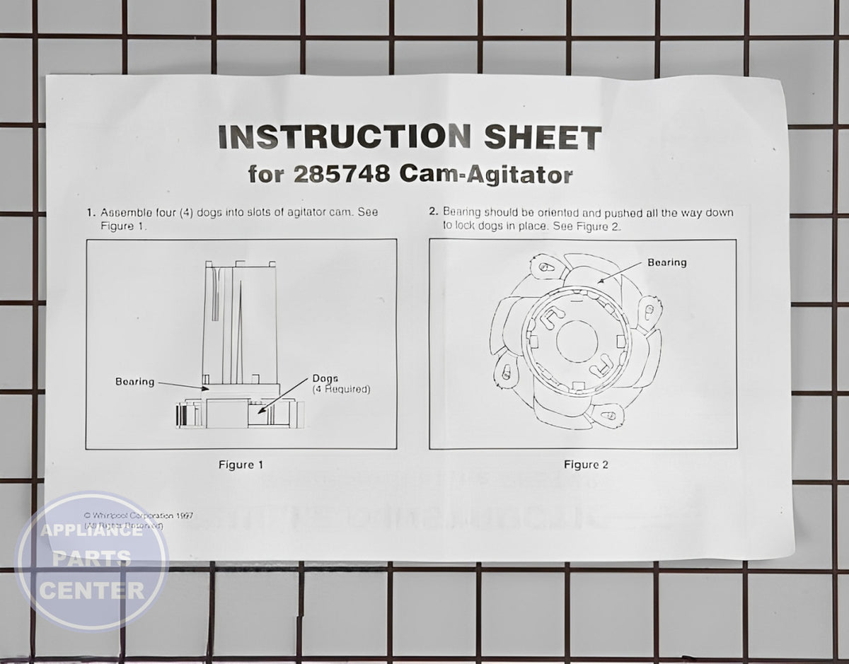 WHIRLPOOL AGITATOR CAM KIT 285748 - Detailed view of agitator kit's technical details