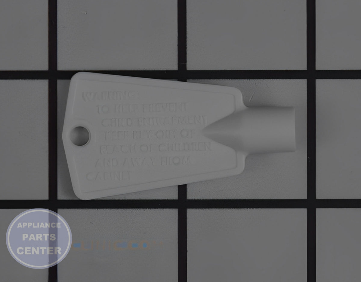 FRIGIDAIRE FREEZER PLASTIC DOOR KEY 297147700 - Main view showing secure latch mechanism for WCI Freezer models