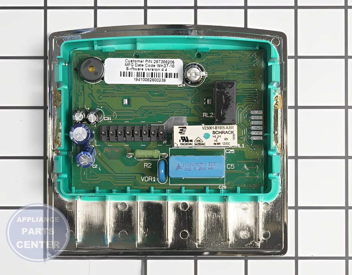 User Control and Display Board 297366205 - Detailed view of Circuit Board & Timer technical details