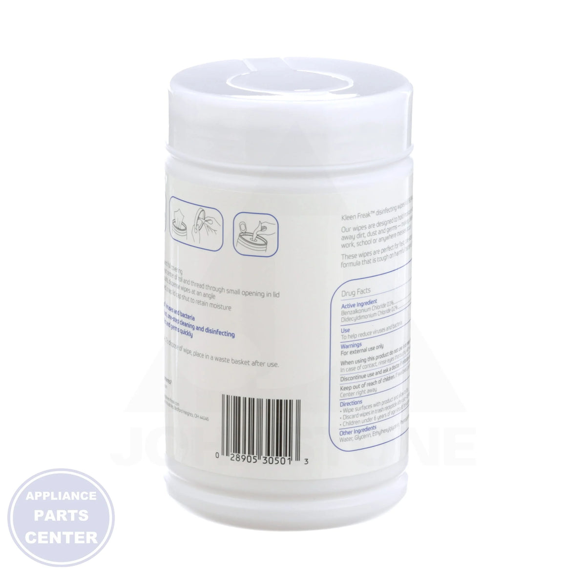 Disinfecting Wipes 3050100 - Side view with handy size and specifications
