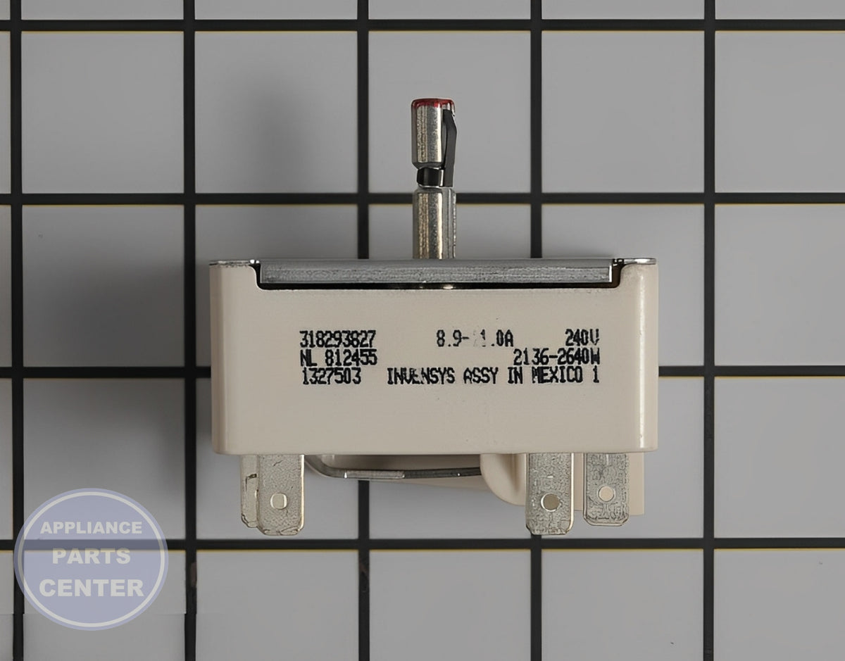 FRIGIDAIRE OVEN SURFACE ELEMENT SWITCH 318293827 - Side view with precise measurements