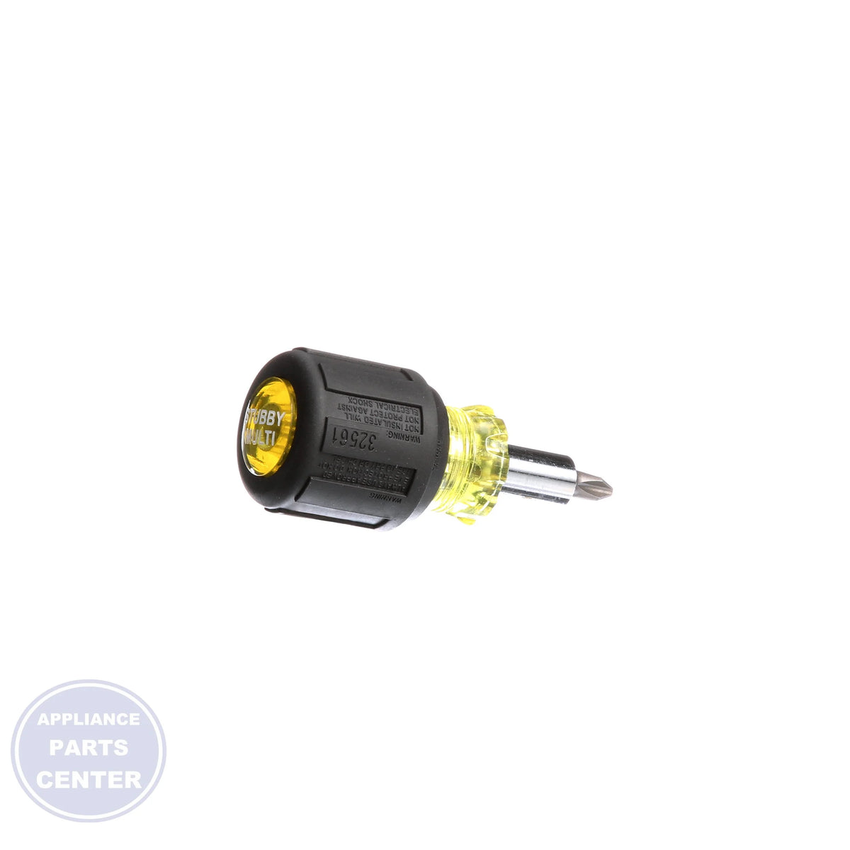 Stubby 6-in-1 Screwdriver/Nut Driver 32561 - Side view with 3/16" and 1/4" slotted, #1 and #2 Phillips, 1/4" and 5/16" nut drivers