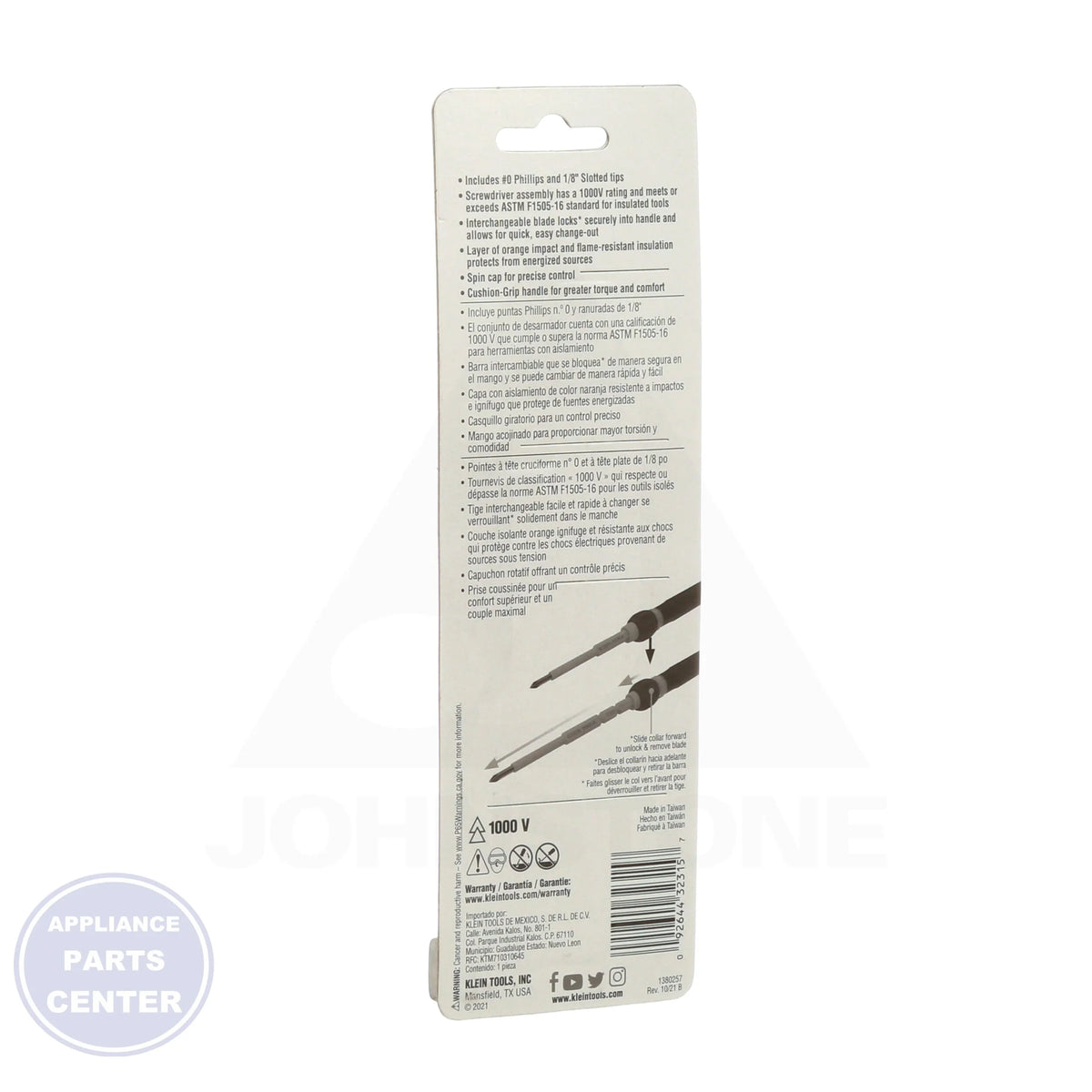 2-in-1 Insulated Electronics Screwdriver 32581INS - Side view with 1000V insulation rating