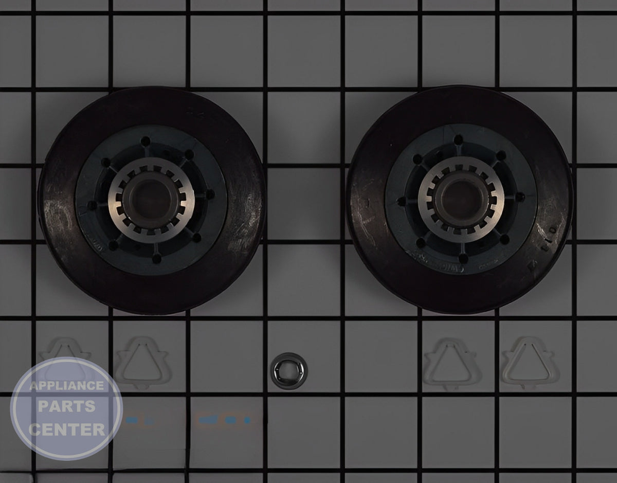 WHIRLPOOL DRYER DRUM SUPPORT ROLLER KIT 349241T - Main view showing durable rollers for various models