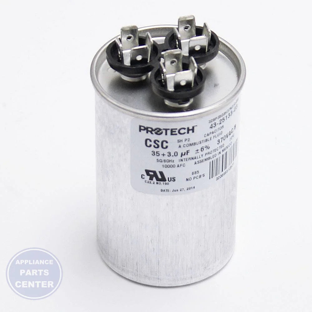 NEU 35/3M 370V ROUND DUAL CAPACITOR - Main view showing dual capacitance for NEU models