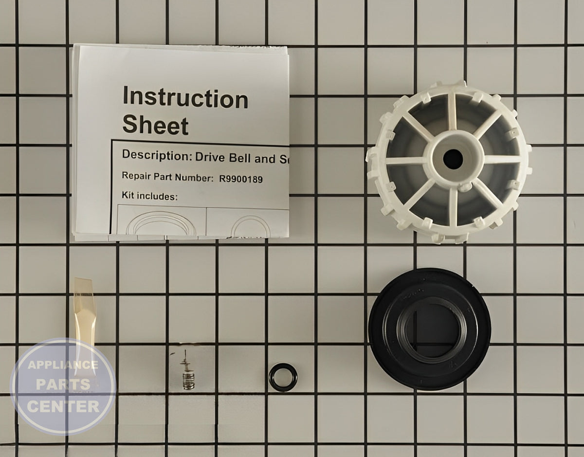 SPEED QUEEN DRIVE BELL AND SEAL KIT 39508P - Installation in SPQ Washing Machine showing key mounting points