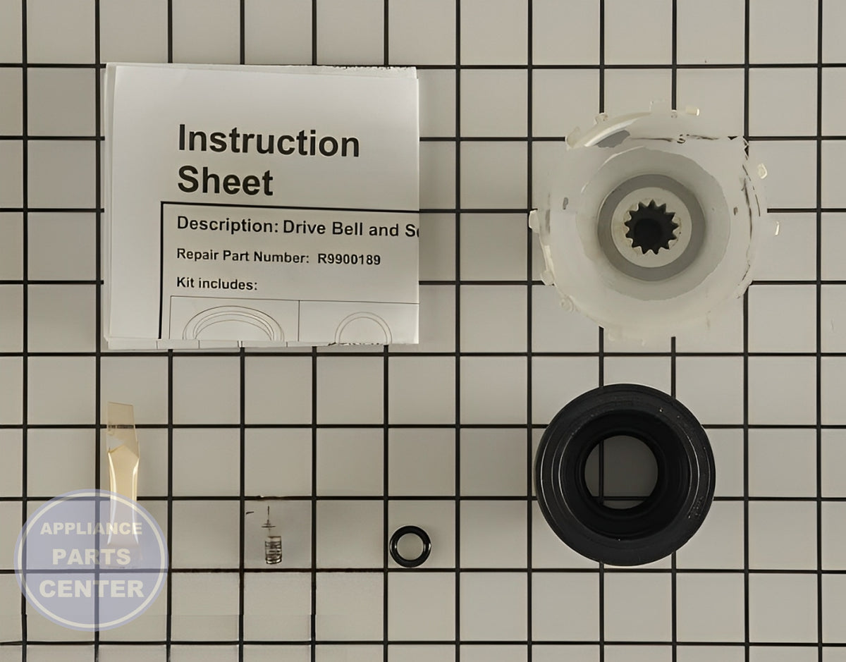 SPEED QUEEN DRIVE BELL AND SEAL KIT 39508P - Installation in SPQ Washing Machine showing key mounting points