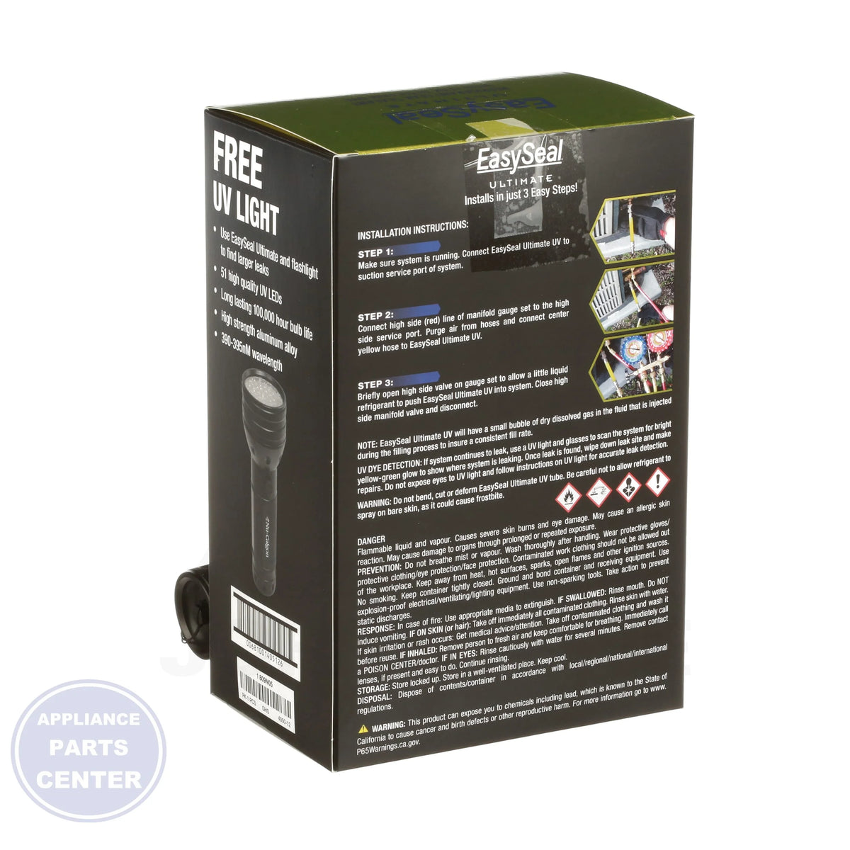 EasySeal Ultimate LS/UV 6 Pack + UV Light 4050-12 - Side view with larger system treatment specs
