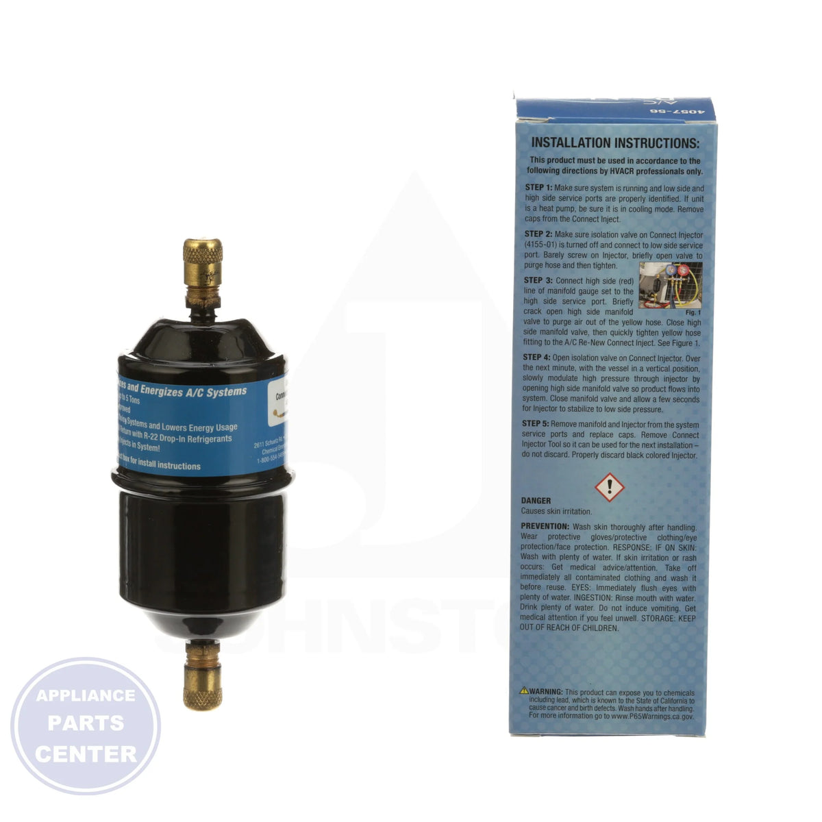 A/C Re-New Connect Inject 4057-56 - Side view with quick injector specifics