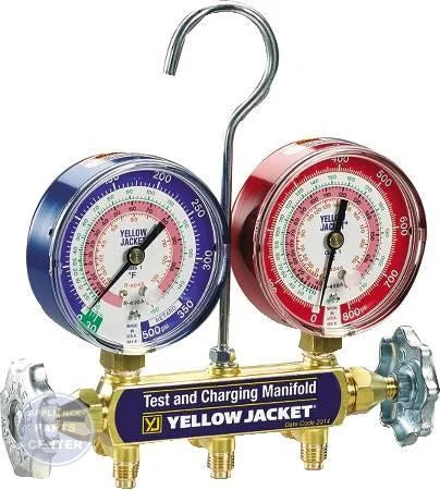 [Brand] R22/R404A/R410A Manifold 42001 - Main view showing large 3-1/8" gauges for H85-813 models