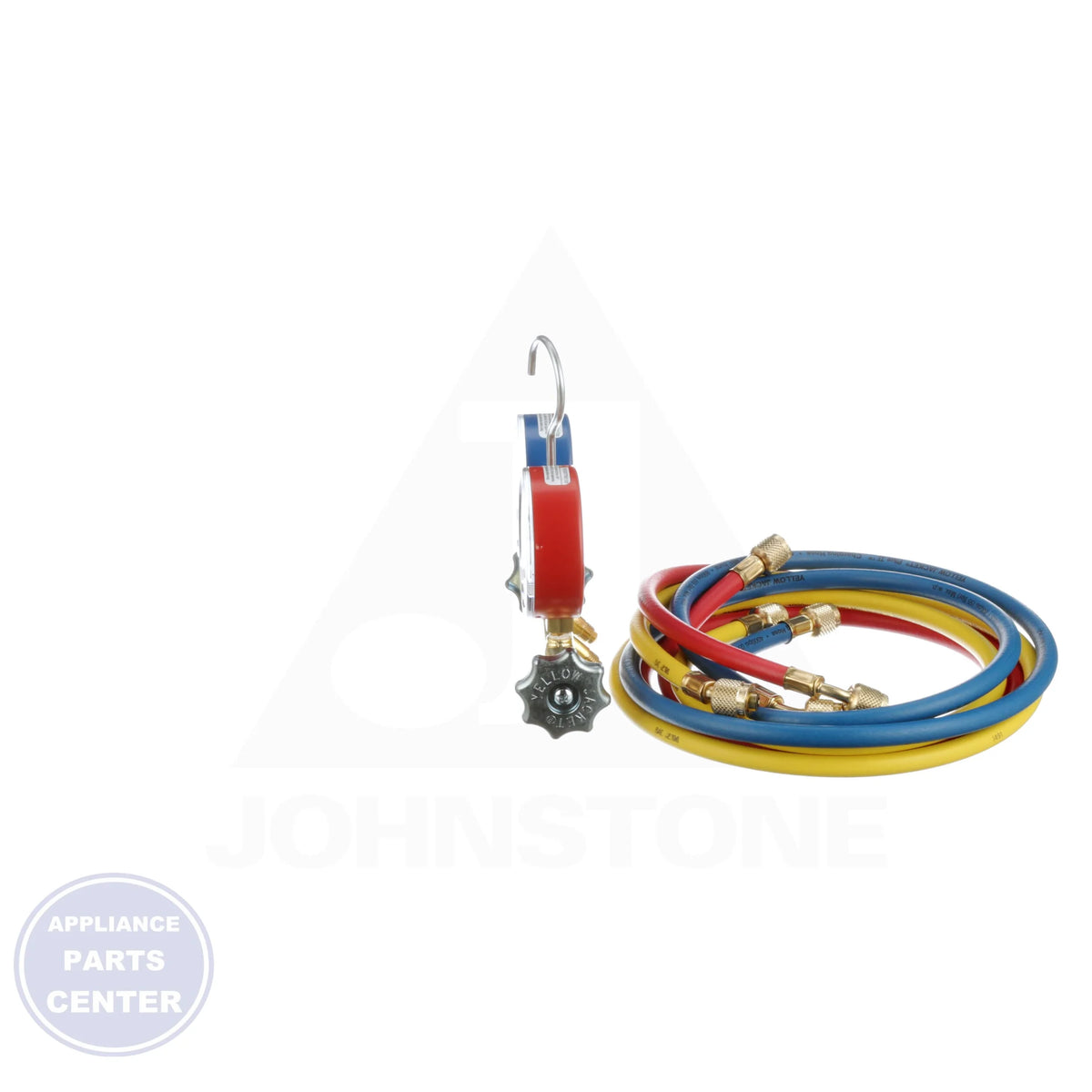 R22/R404A/R410A Manifold 42004 - Detailed view of non-flutter gauges and standard hose fittings