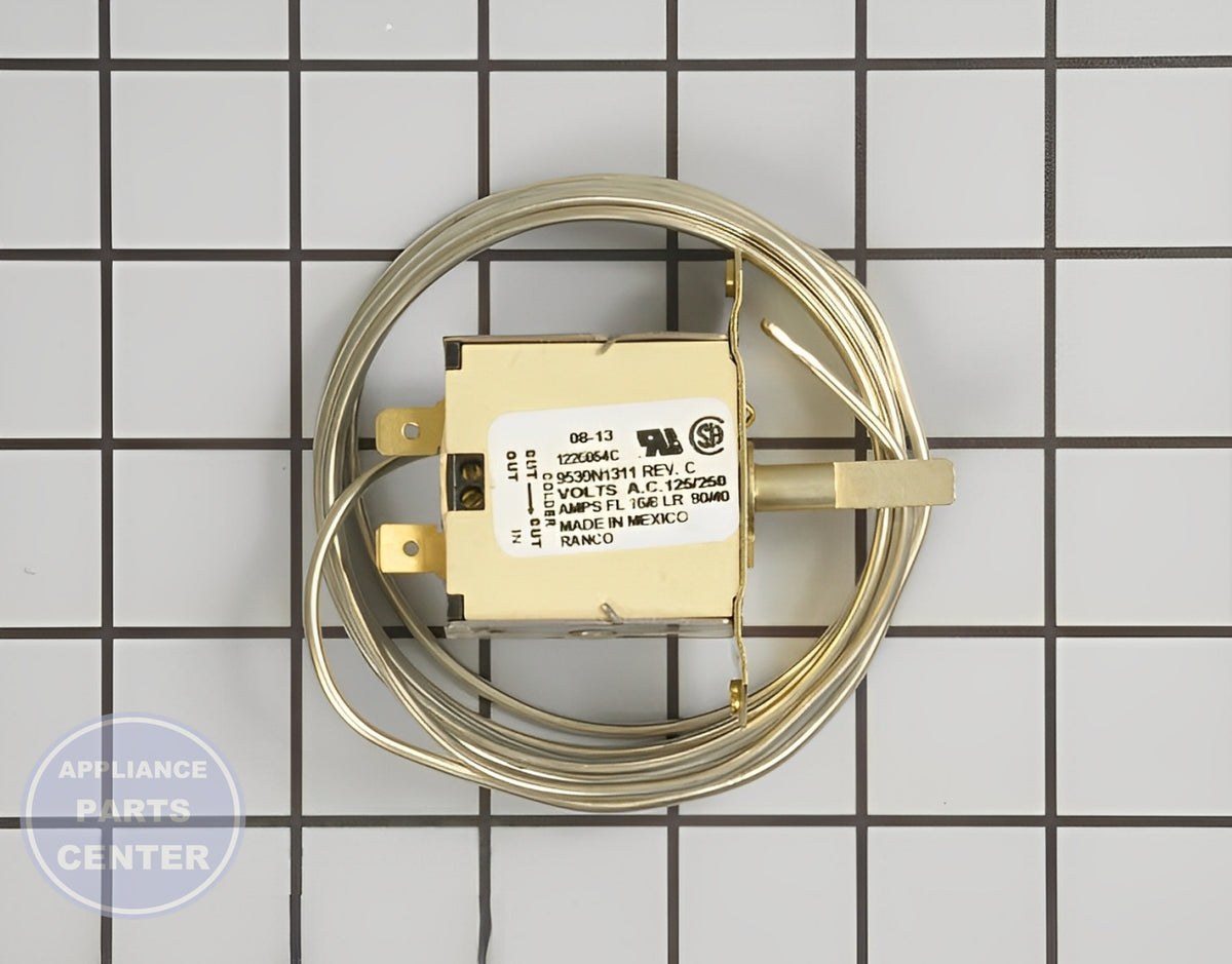 Temperature Control Thermostat 42241702 - Main view showing temperature control feature for Maytag, Whirlpool, and Amana models