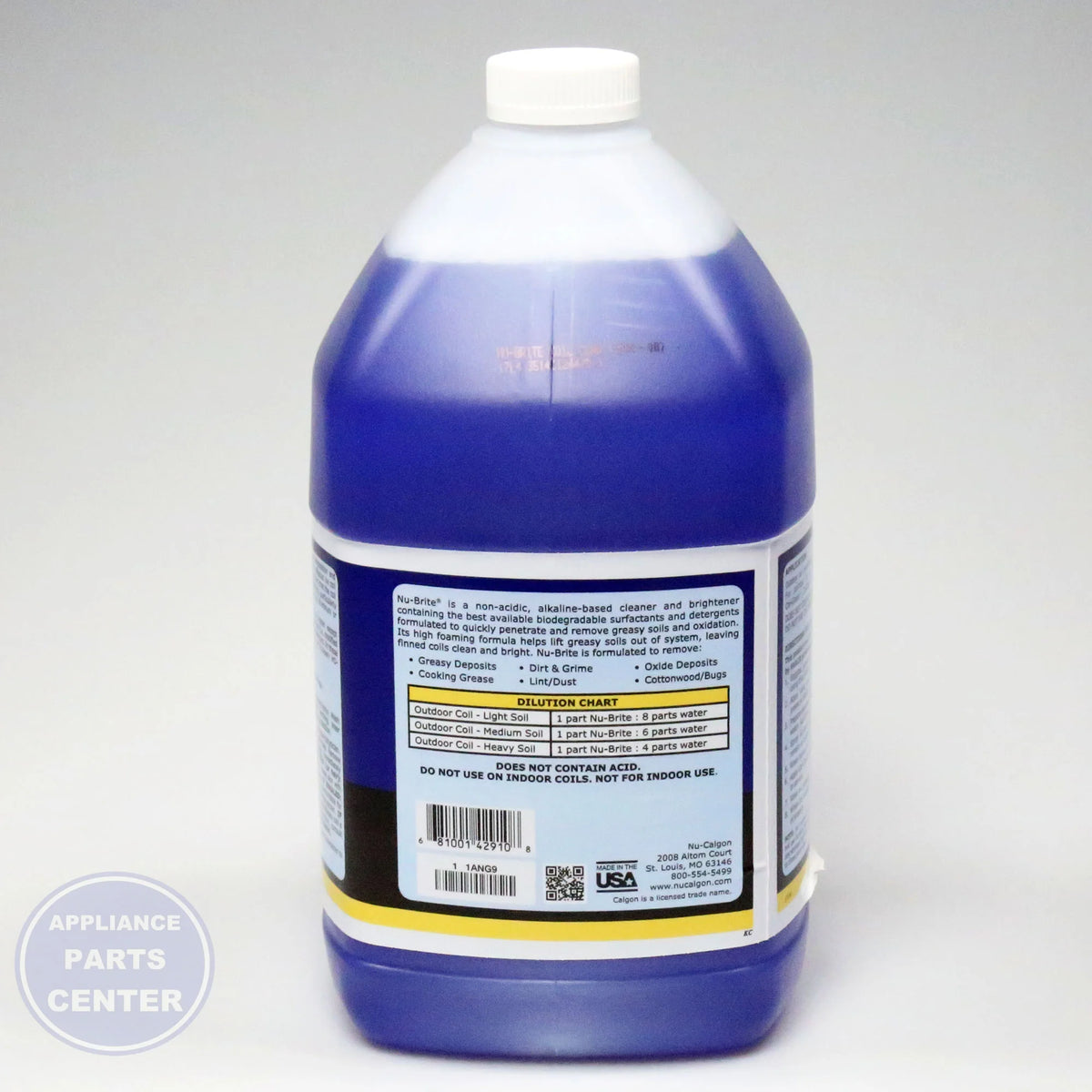 NUC NU-BRITE 4 X 1 GAL. CS. - Installation in NUC Air Conditioner showing application points