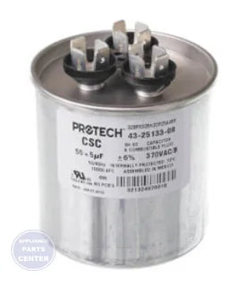 [Brand] CAP 55/5/370 DUAL ROUND 43-25133-08 - Main view showing voltage and capacitance for RHP Air Conditioner