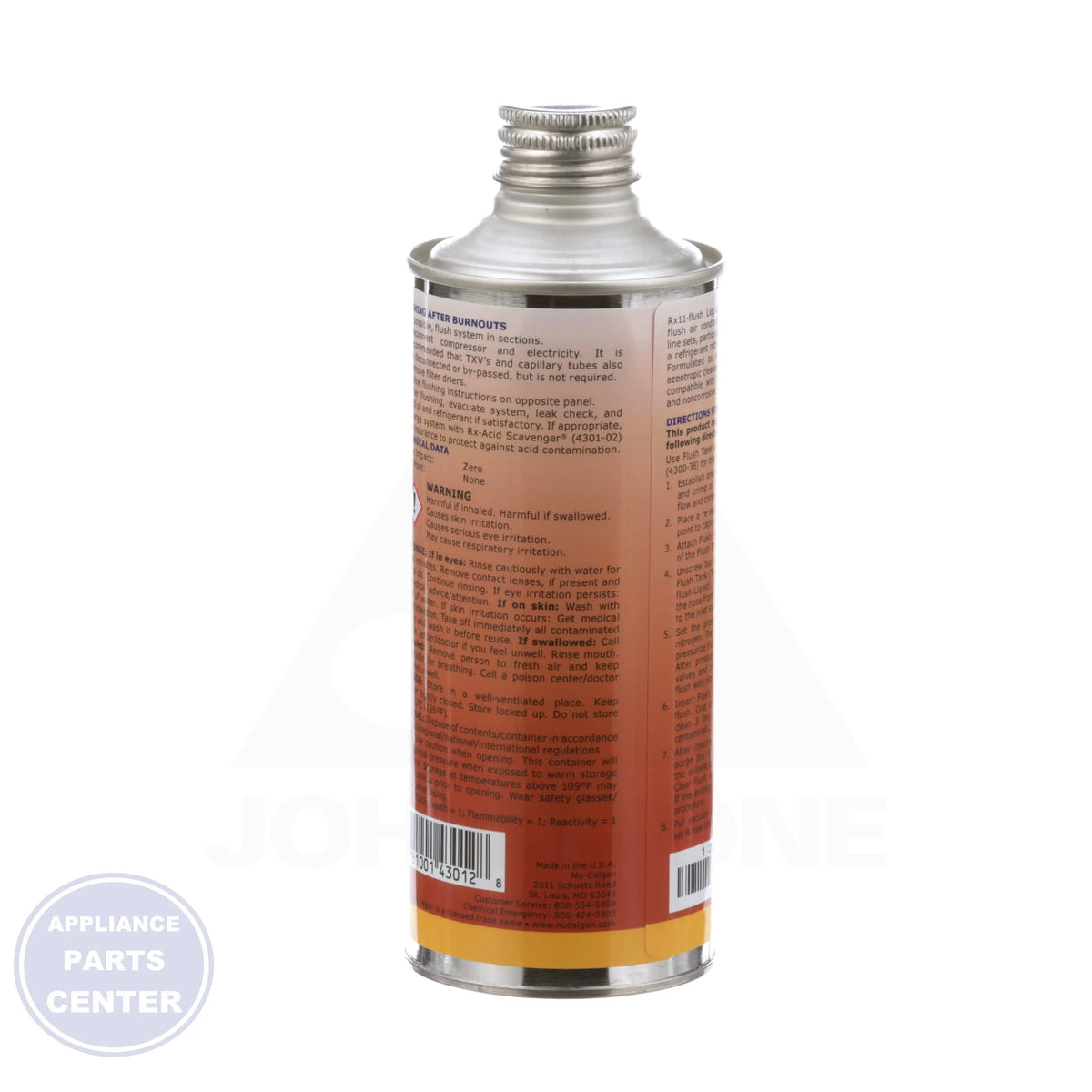 Rx11-flush Liquid 4300-30 - Side view with 19.5 Oz. can specifications