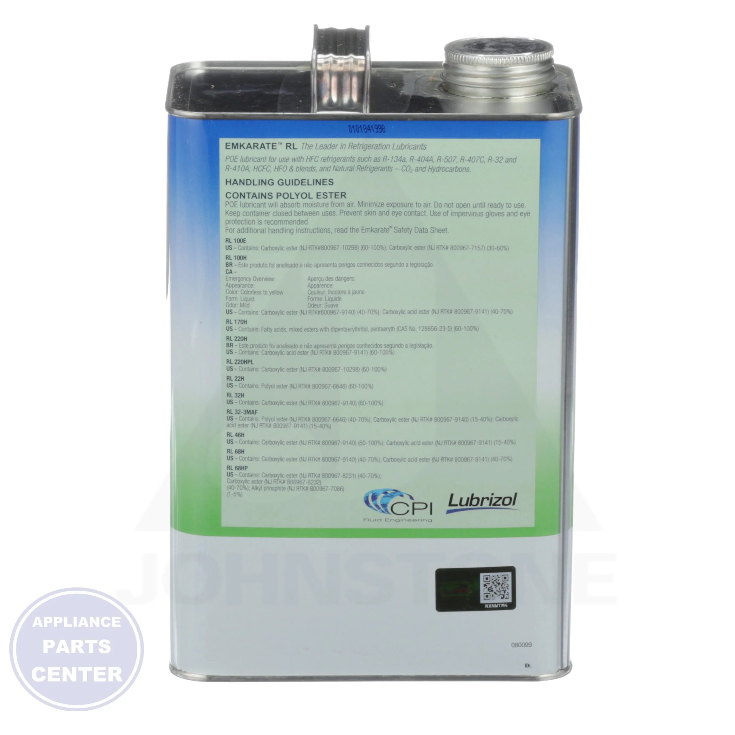 Refrigeration Oil 4314-66 - Side view with ISO 32 viscosity rating
