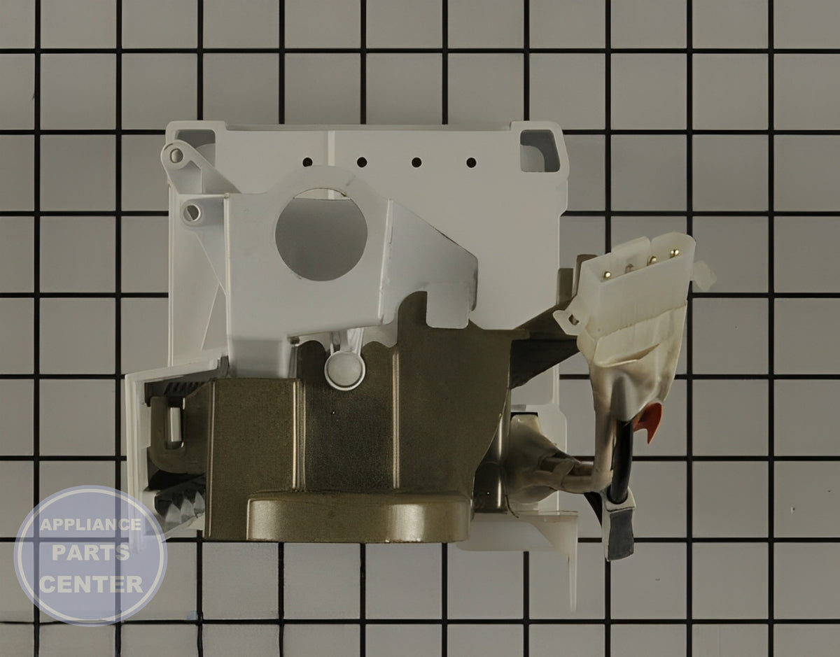 WHIRLPOOL REFRIGERATOR ICE MAKER ASSEMBLY 4317943 - Side view with specific measurements