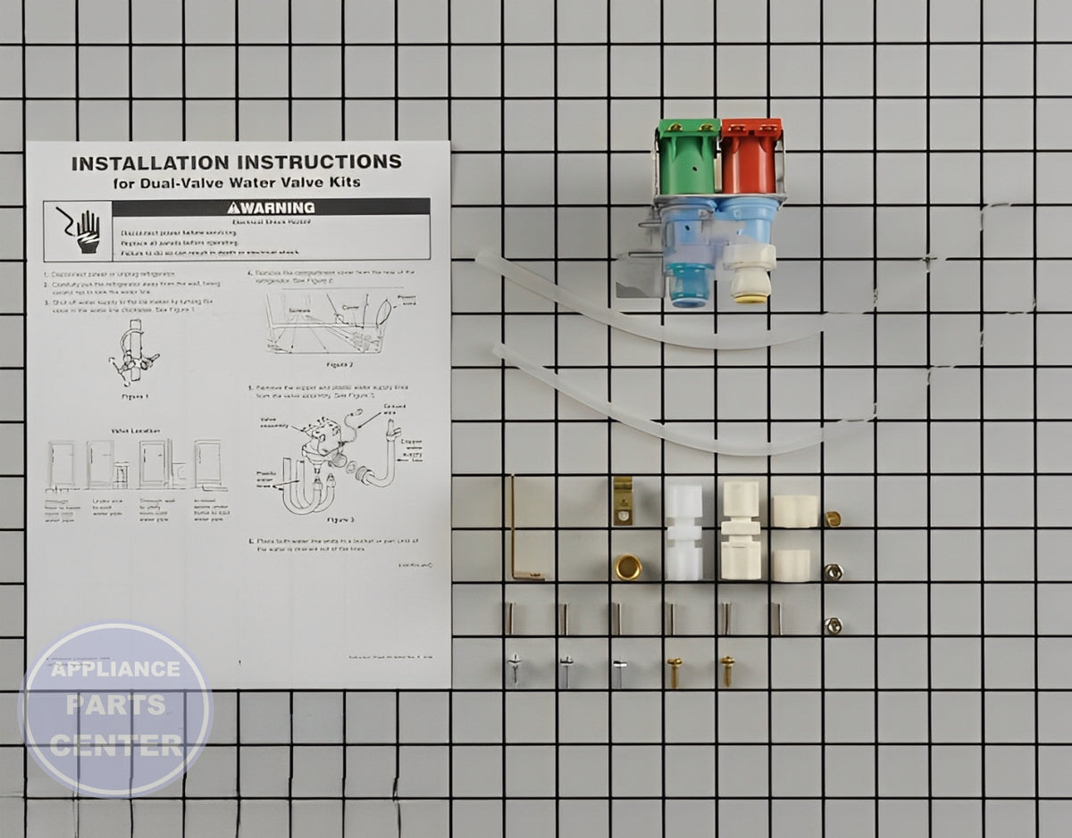 WHIRLPOOL DUAL WATER INLET VALVE 4318046 - Main view showing valve & float for WPL Refrigerators