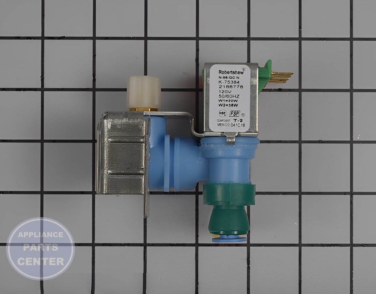 WHIRLPOOL DUAL WATER INLET VALVE 4318046 - Installation in WPL Refrigerator showing key mounting points