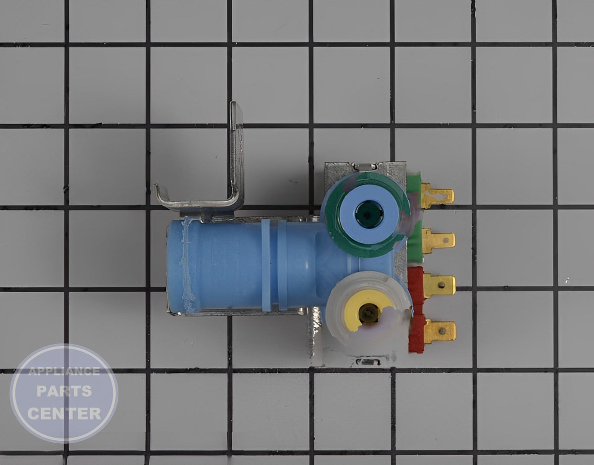 WHIRLPOOL DUAL WATER INLET VALVE 4318046 - Installation in WPL Refrigerator showing key mounting points