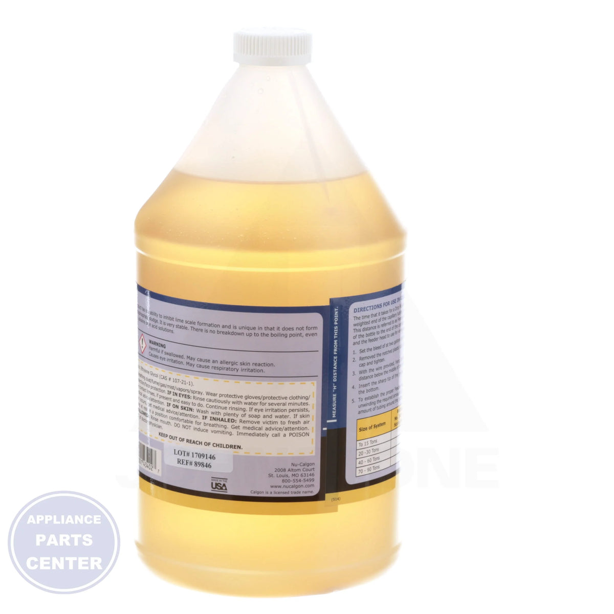No. 340 Scale Inhibitor 4340-08 - Side view with 1-gallon size specifications