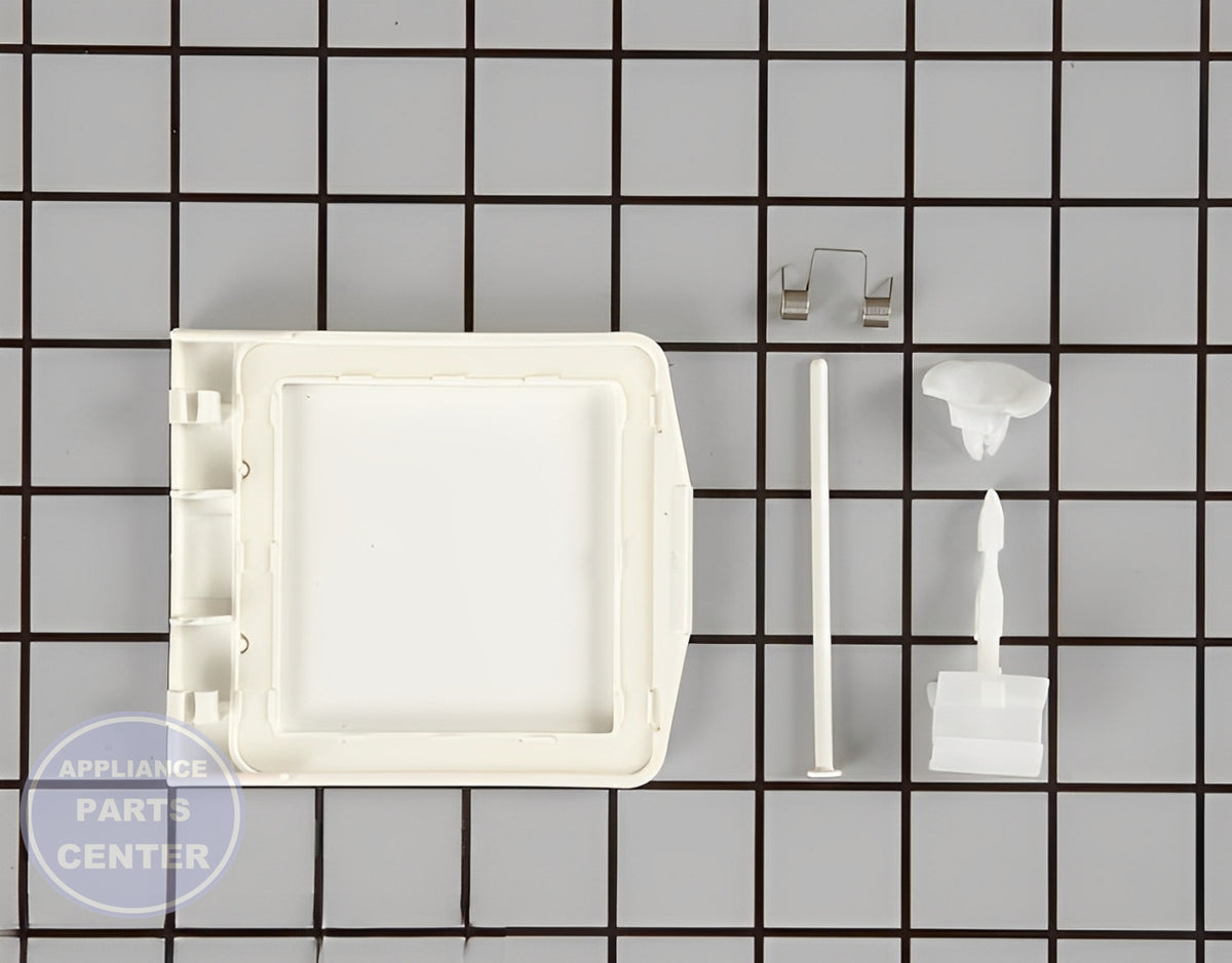 WHIRLPOOL DOOR AND LATCH KIT 4387043 - Side view with Dispenser specifications