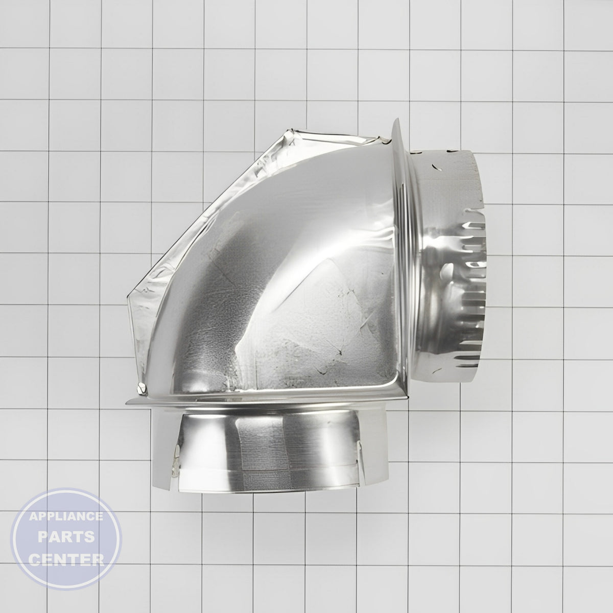WHIRLPOOL DRYER 4" DIAMETER ALUMINUM VENT ELBOW - Installation in WHIRLPOOL dryer showing key mounting points