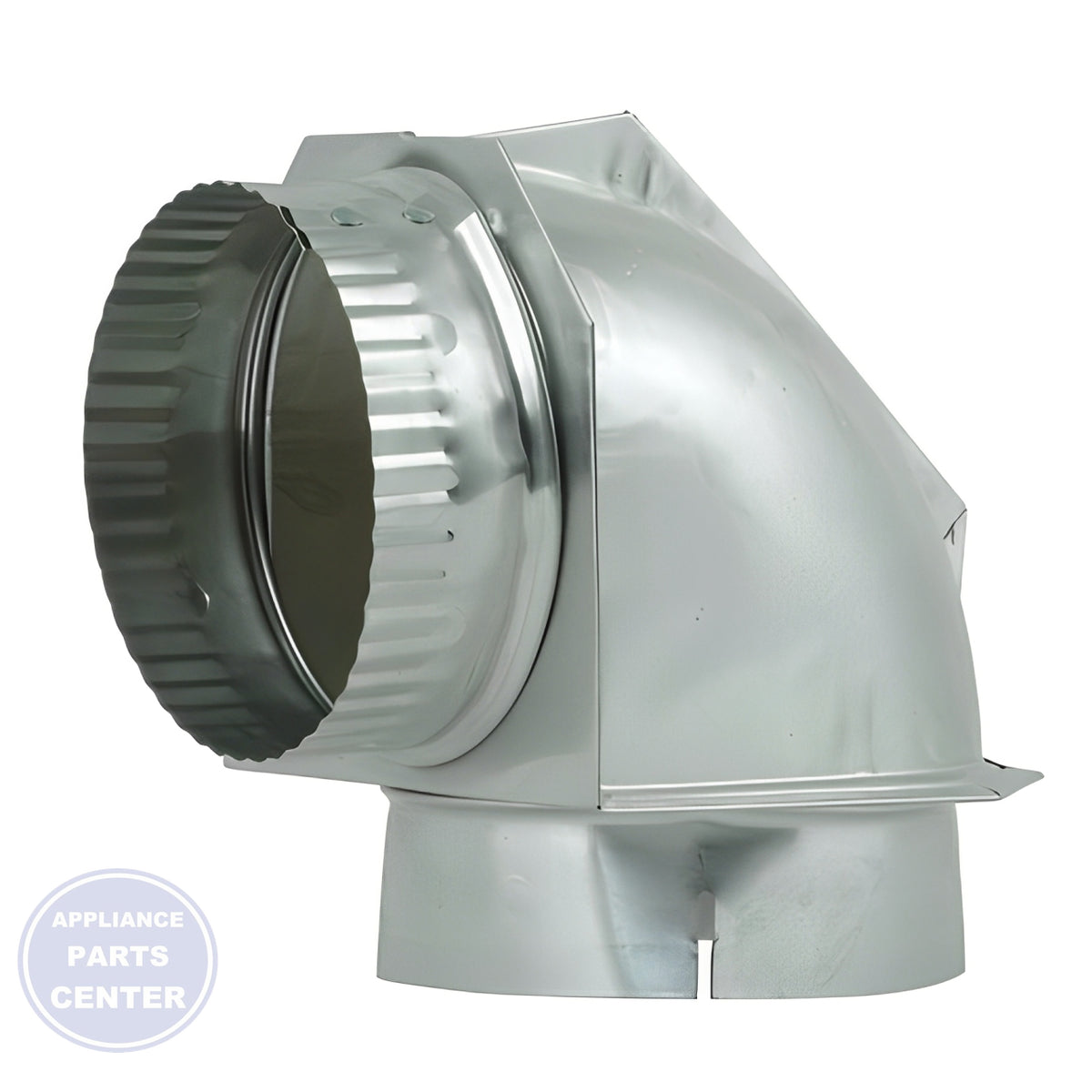 WHIRLPOOL DRYER 4" DIAMETER ALUMINUM VENT ELBOW - Installation in WHIRLPOOL dryer showing key mounting points