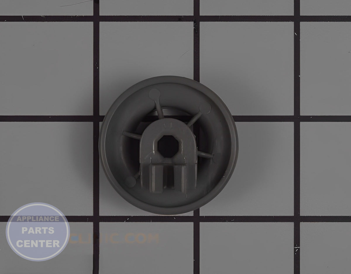 LG DISHWASHER ROLLER ASSEMBLY 4581DD3003C - Detailed view of sturdy axle, roller, shaft, and wheel