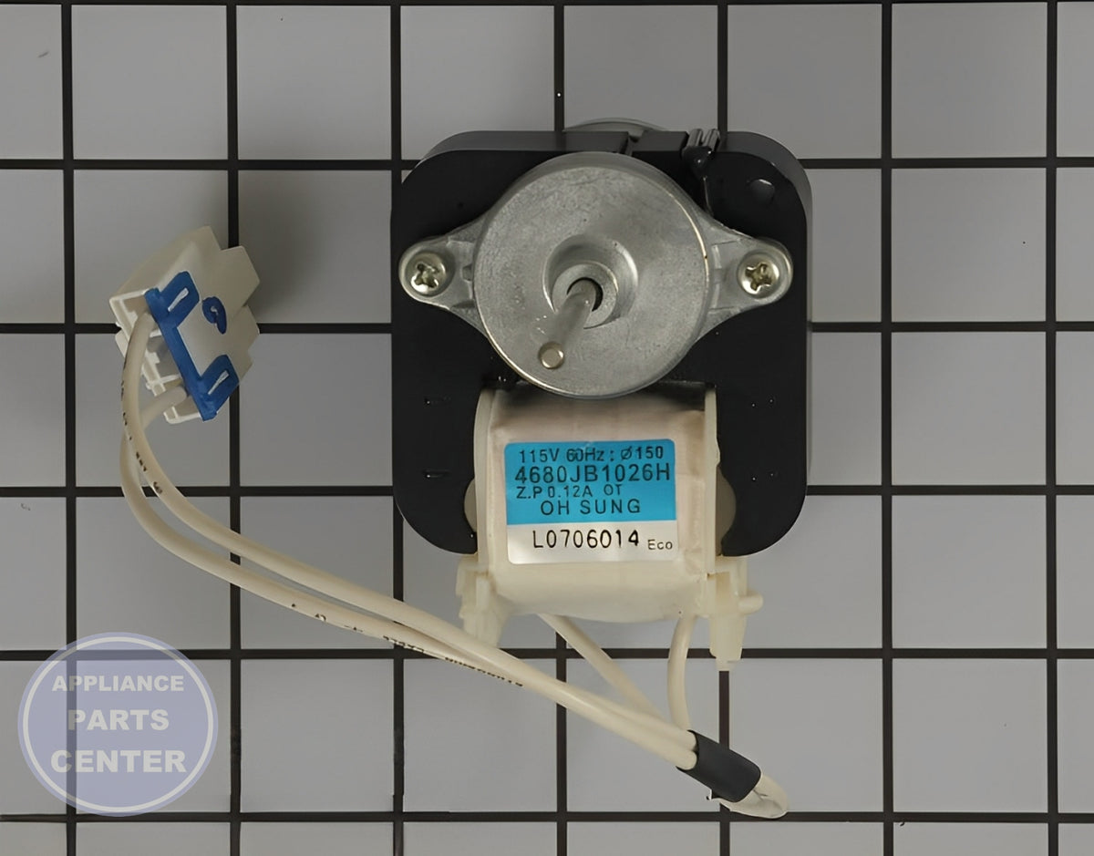 LG REFRIGERATOR CONDENSER FAN COOLING MOTOR 4680JB1026H - Main view showing efficient cooling for various LG models