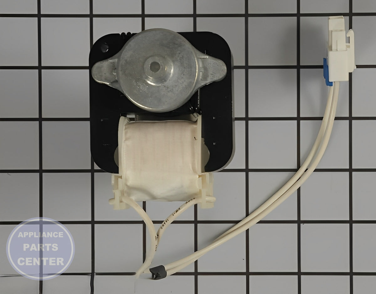 LG REFRIGERATOR CONDENSER FAN COOLING MOTOR 4680JB1026H - Side view with precise measurements