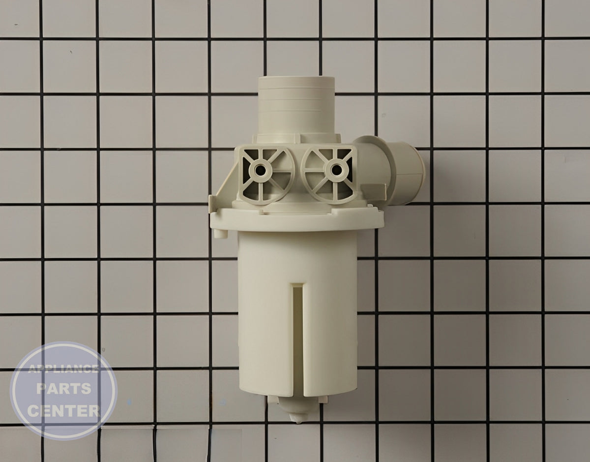 LG WASHER DRAIN PUMP ASSEMBLY 4681EA1007A - Side view with precise measurements for optimal performance