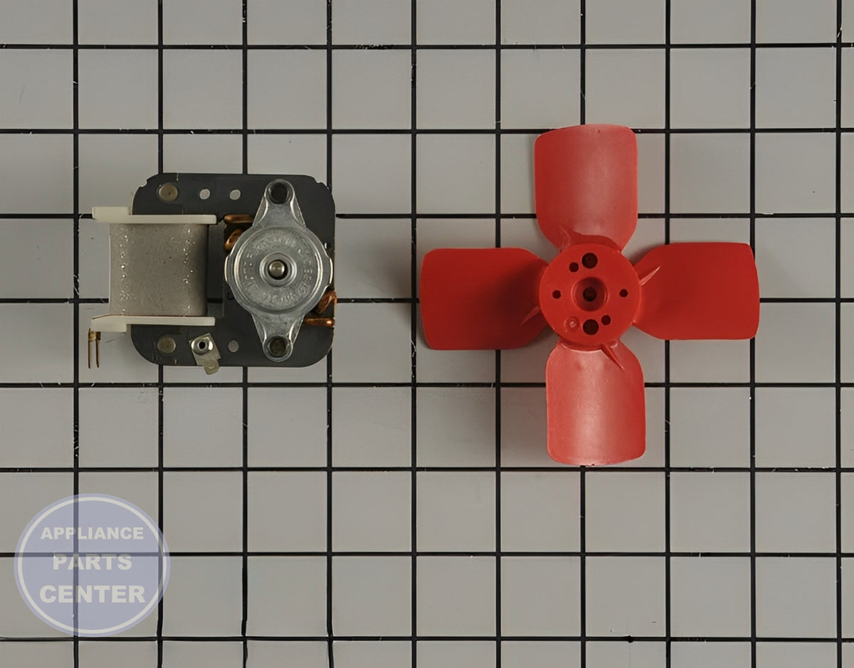 WHIRLPOOL REFRIGERATOR EVAPORATOR FAN MOTOR KIT 482731 - Installation in WPL model demonstrating key mounting points